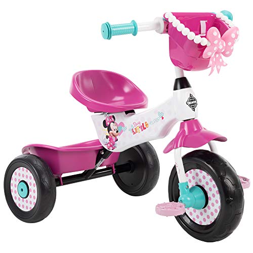 Huffy Disney Minnie Mouse Girls Trike Ideal for Ages 3 Minnie Mouse Graphics Pink Handlebar Bow Basket Storage Bins for Snacks or Toys Sturdy and Durable Safe for Toddlers 0 belly baby and beyond