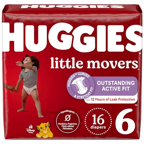 Huggies Size 6 Diapers Little Movers Baby Diapers Size 6 35 lbs 16 Count 0 belly baby and beyond