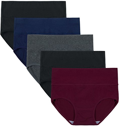 INNERSY Womens Underwear Cotton Briefs Postpartum High Waisted Panties 5 Pack 0 belly baby and beyond