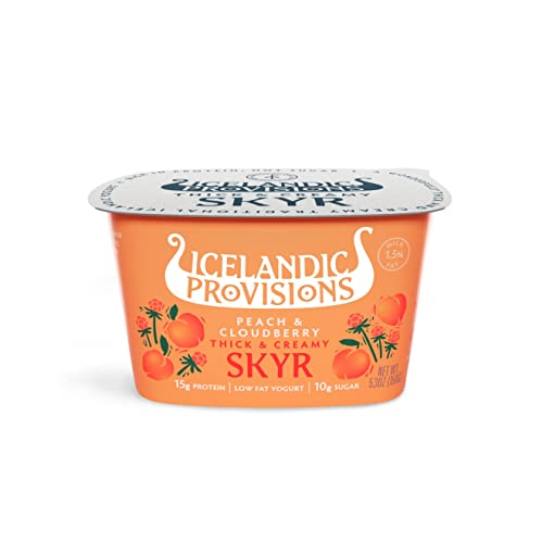 Icelandic Provisions 53oz Traditional Skyr Yogurt Peach Cloudberry Icelandic Cultured Dairy Product With 15g Protein Per Serving Thick Creamy Texture More Protein Less Sugar Than Yogurt 0 belly baby and beyond