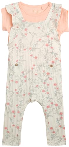 Jessica Simpson Baby Girls Pants Set 2 Piece Ruffle Overalls and Bodysuit Romper Onesie Outfit Set NewbornInfant 0 24M 0 belly baby and beyond