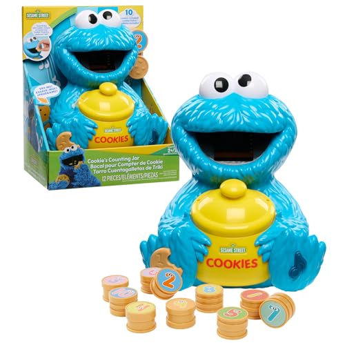 Just Play Sesame Street Cookies Counting Jar 12 pieces 20 Phrases and Sounds Learning and Education Kids Toys for Ages 2 Up 0 belly baby and beyond