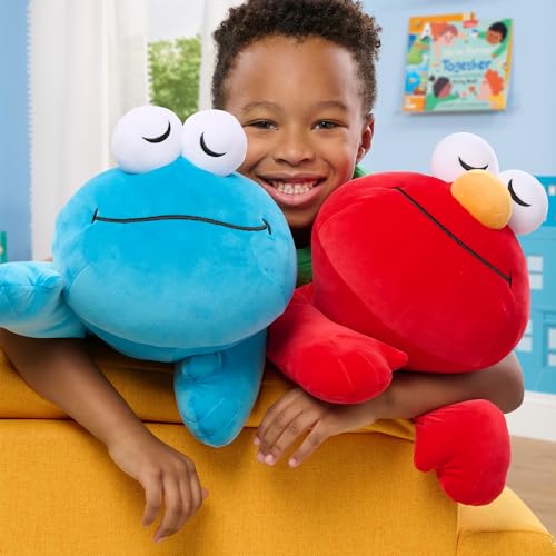 Just Play Sesame Street Sleepy Friends 22 inch Elmo Soft and Squishy Plush with Embroidered Details Red Monster Kids Toys for Ages 0 0 3 belly baby and beyond