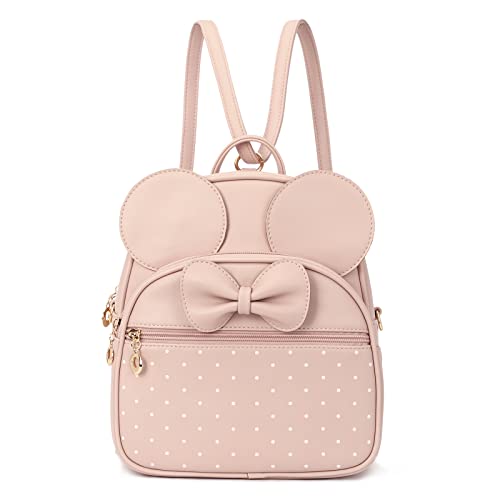 KL928 Girls Mini Backpack Bowknot Polka Dot Cute Daypacks Convertible Shoulder Bag Purse for Women LPink 0 belly baby and beyond