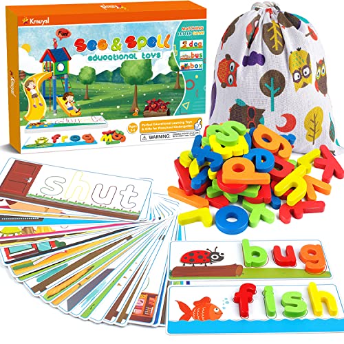 KMUYSL See Spell Learning Educational Toys and Gift for 2 3 4 5 6 Years Old Boys and Girls 80Pcs of CVC Word Builders Alphabet Colors Recognition Game Preschool Learning Activities Toys 0 belly baby and beyond