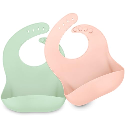 KeaBabies 2 Pack Silicone Bibs For Babies Silicone Baby Bibs for Eating Food Grade Pure Silicone Bib Toddler Bibs Waterproof Bibs Feeding Bibs Silicon Bibs for Toddlers Boys Girls Mellow 0 belly baby and beyond