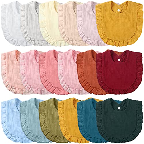 Kenning 18 Pcs Muslin Baby Bibs Bulk Absorbent Bandana Drool Bibs Adjustable Cotton Bibs with Snap Button for Boys Girls 0 belly baby and beyond