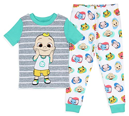 Komar Kids CoComelon Toddler Boys JJs Animal Friends Short Sleeve And Pant Pajama Set 0 belly baby and beyond