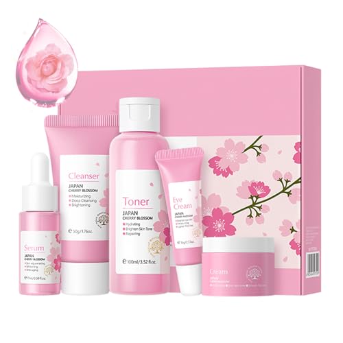 Korean Skin Care Set Sakura Skin Care Sets Kits Women Gift Sets with Cleanser Toner Serum Face Cream Eye Cream Skin Care Routine Kit for Women Beauty Products Gift Box SetB 0 belly baby and beyond