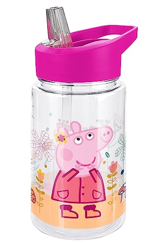 LOGOVISION Peppa Pig Kids Tritan Plastic Water Bottle with Straw Lid and Handle Reusable Tumbler for Toddlers Unisex for Girls and Boys 12oz Floral Wrap Scene 0 belly baby and beyond
