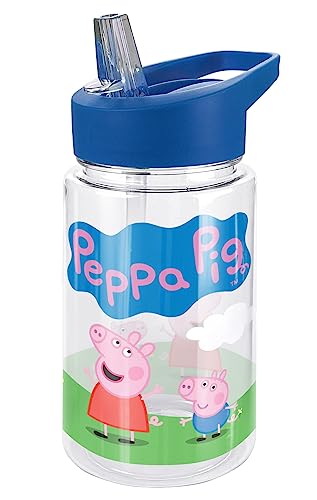 LOGOVISION Peppa Pig Kids Tritan Plastic Water Bottle with Straw Lid and Handle Reusable Tumbler for Toddlers Unisex for Girls and Boys 12oz Green Grass Scene 0 belly baby and beyond