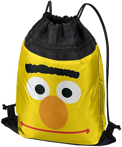 LOGOVISION Sesame Street Bert Face Drawstring Backpack Sports Bag Sackpack 17 x 13 Perfect for Gym Yoga or Practice 0 belly baby and beyond