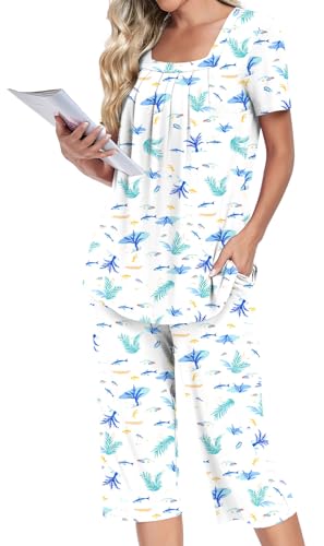 LONGYUAN Womens Pajamas Sets Soft 2 Piece Lounge Summer Short Sleeve Sleepwear Pjs 0 belly baby and beyond