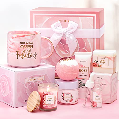 LUCOTIYA Birthday Gifts for Women Best Spa Gifts Baskets Box for Her Wife Mom Best Friend Mother Grandma Bday Bath and Body Kit Sets Self Care Present Beauty Products Package Rose Scent 0 belly baby and beyond