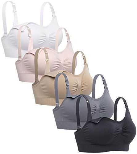 Lataly Womens Sleeping Nursing Bra Wirefree Breastfeeding Maternity Bralette Pack of 5 0 belly baby and beyond