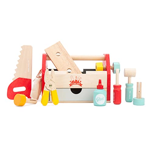 Le Toy Van Cars Construction Educational Wooden Tool Box Play Set for Role Play Boys Pretend Play Wooden Tools Suitable for 3 Year Olds and Older Tool Box 12 Piece Set 0 belly baby and beyond