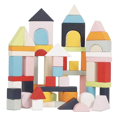 Le Toy Van Educational Wooden Building Blocks 60 Piece Set Toy Montessori Style Shape Colour Development Toy Suitable for 12 Months PL135 0 belly baby and beyond