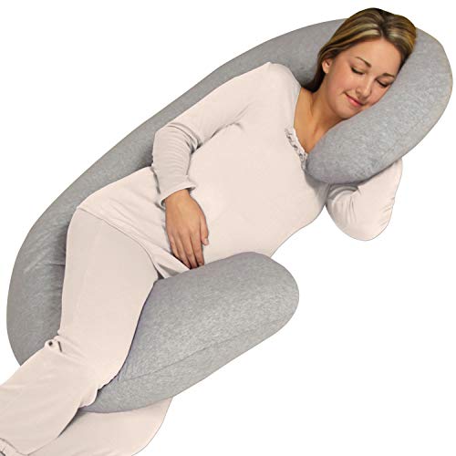 Leachco Snoogle Chic Jersey Total Body Pillow Heather Gray 1 Count Pack of 1 0 belly baby and beyond