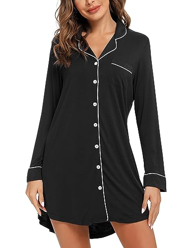Leikar Maternity Nightgown For Women Nursing Pajamas Long Sleeve Sleepshirt 0 belly baby and beyond