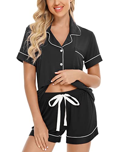 Leikar Womens Button Down Pajama Sets Bride Pajamas Sets Sleepwear Shorts Lounge Set 0 belly baby and beyond