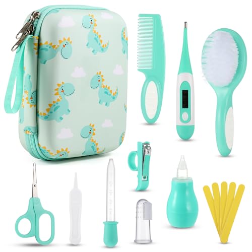 LilianGema Baby Grooming Kit Newborn Boy 15 in 1 Baby Safety Care Set Portable Baby Healthcare Set with Baby Hair Brush and Comb Baby Nail Kit Nasal Aspirator Perfect Gifts for Boys 0 belly baby and beyond