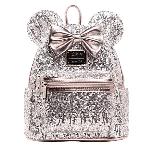Loungefly Womens Disney Minnie Mouse Silver Sequin Backpack 0 belly baby and beyond