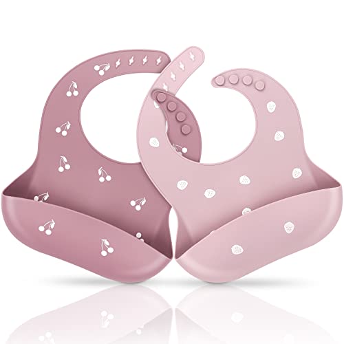 MEFAN Silicone Baby Bibs for Babies Toddlers Adjustable Silicone Bibs Set of 2 0 belly baby and beyond