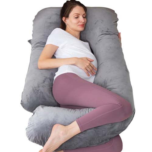 MOON PINE Pregnancy Pillow U Shaped Full Body Pillow for Maternity Support Sleeping Pillow with Cover for Pregnant Women Dark Grey 0 belly baby and beyond