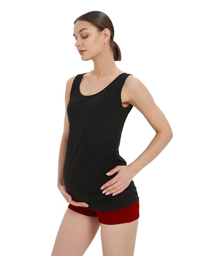 Maternity Tank Top for Women Cotton Comfy SleevelessYoga Workout Pregnancy Basic Vest Athletic Mama Clothes 0 belly baby and beyond