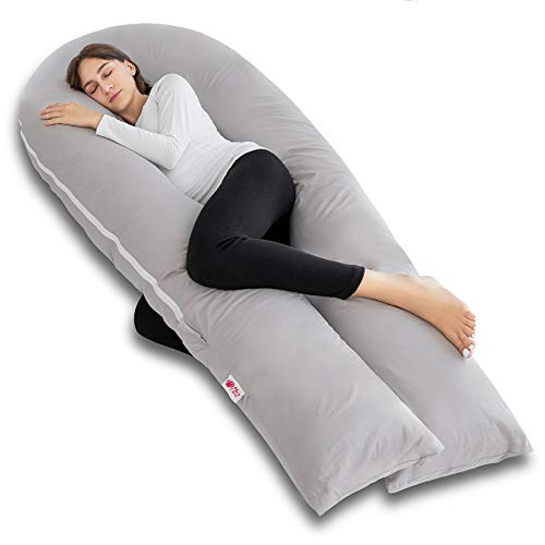 Meiz Pregnancy Pillows for Sleeping Full Body Pregnancy Pillow with 300TC Comfy Pillowcase Microfiber Inner Cover for Back Support 65 Inch Grey 0 belly baby and beyond
