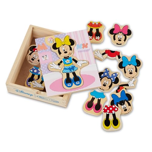 Melissa Doug Disney Minnie Mouse Mix and Match Dress Up Wooden Play Set 18 pcs Minnie Mouse Toys For Disney Fans Fashion Puzzle Travel Toys For Kids Ages 3 0 belly baby and beyond