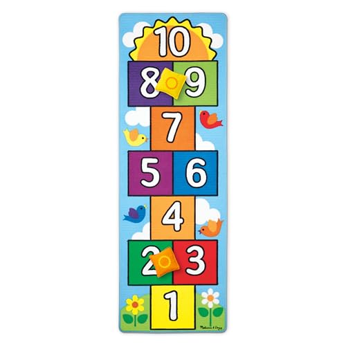 Melissa Doug Hop Count Hopscotch Rug Play Space Room Decor Skid Proof Backing 27 H x 55 W x 55 L Classic Hopscotch Rug For Kids 0 belly baby and beyond