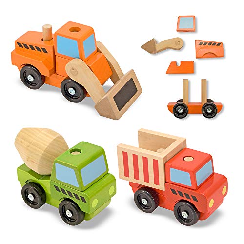 Melissa Doug Stacking Construction Vehicles Wooden Toy Set 0 belly baby and beyond