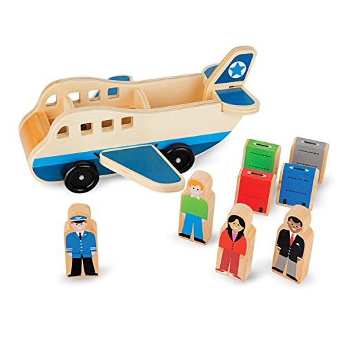Melissa Doug Wooden Airplane Play Set With 4 Play Figures and 4 Suitcases Toy Airplane For Toddlers Classic Wooden Toys For Kids 0 belly baby and beyond