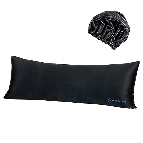 Memory Foam Body Pillow Black 20 x 54 Inch Full Body Pillows for Adults Large Body Pillow Insert with Pillowcase for Back Side Sleepers Black Silk Body Pillow Cover Silk Bonnet 0 belly baby and beyond