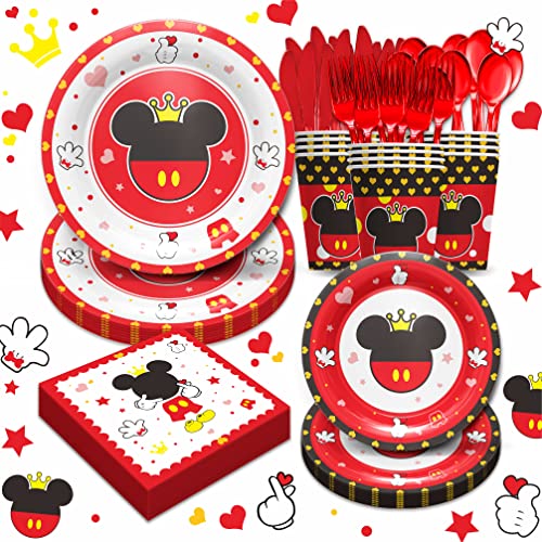 Mickey Themed Mouse Birthday Party Supplies Mickey Birthday Party Decorations Include Dinner Plates Plates Cups Napkins Dinnerware Mickey Birthday Tableware Set Supplies Serves 24 0 belly baby and beyond