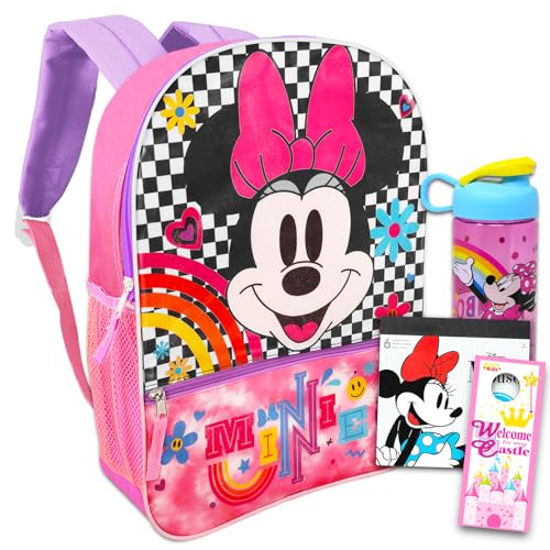 Minnie Mouse Backpack for Girls Set 4 Pc Bundle with Minnie Backpack Stickers Water Bottle More Minnie School Backpack 0 belly baby and beyond