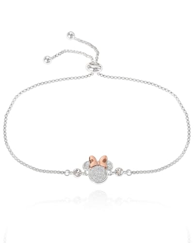 Minnie Mouse Bracelet with Glitter Pendant and Crystals Silver or 18k Gold Flash Plated Bracelet for Women Official License 0 belly baby and beyond