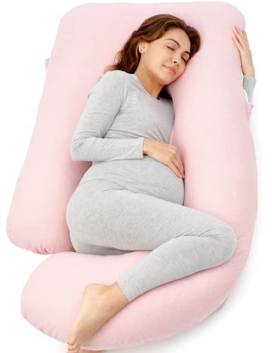 Momcozy Pregnancy Pillows for Sleeping U Shaped Full Body Maternity Pillow for Side Sleeping Support for Back Legs Belly Hips 57 Inch Pink 0 belly baby and beyond
