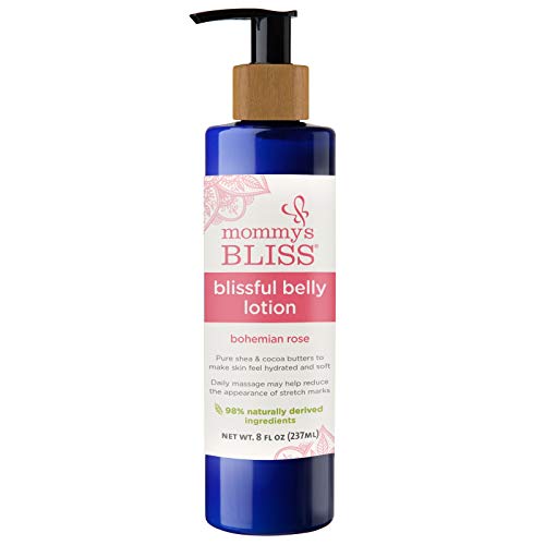 Mommys Bliss Belly Lotion For Hydrated Resilient Elastic Skin During Pregnancy Reduce Stretch Mark Appearance with Cocoa Butter Bohemian Rose Scent 8 Fl Oz 0 belly baby and beyond