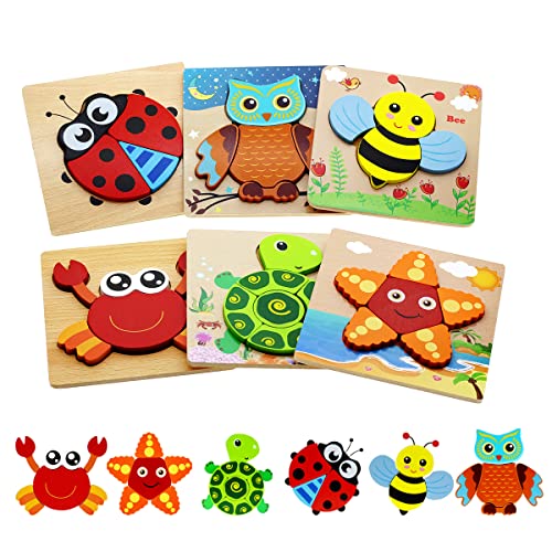Montessori Toys for 1 2 3 Year Old Boys Girls Wooden Toddler Puzzles Kids Infant Baby Educational Learning Toys for Toddlers 1 3 Gifts 6 Animal Shape Jigsaw Eco Friendly Travel STEM Building Toy Games 0 belly baby and beyond