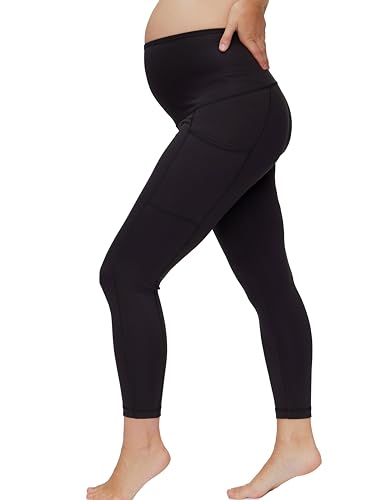 Motherhood Maternity Womens High Waist Over The Belly Pregnancy Workout Active Pocket Soft Leggings 0 belly baby and beyond