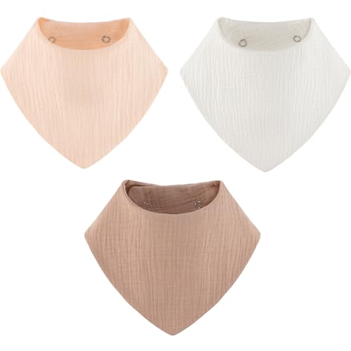 Muslin Baby Bibs Bandana Drool Bibs 100 Cotton Absorbent Soft Reversible 3 Pack Set for FeedingTeething Solid Color for Girls 0 belly baby and beyond