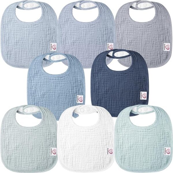 Muslin Baby Drooling Bibs 8 Pack 100 Cotton Square Adjustable Bandana Bibs Gift for Baby Girls Boys Teething Drool 0 belly baby and beyond