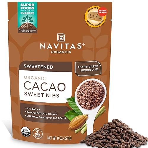 Navitas Organics Cacao Sweet Nibs 8oz Bag 56 Servings Organic Non GMO Gluten Free 0 belly baby and beyond