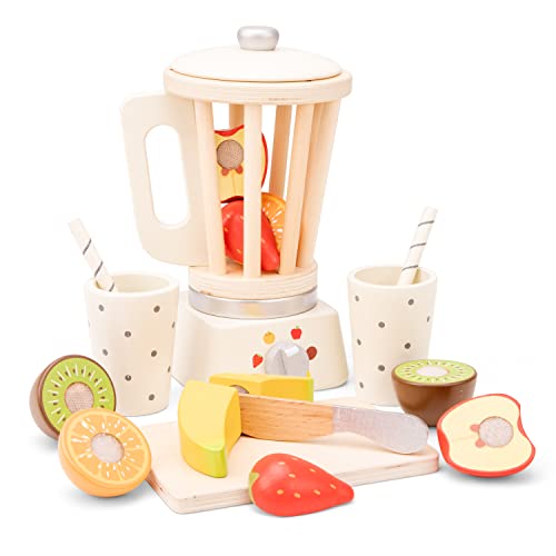 New Classic Toys Wooden Smoothie Set Pretend Play Toy for Kids Cooking Simulation Educational Toys and Color Perception Toy for Preschool Age Toddlers Boys Girls 0 belly baby and beyond