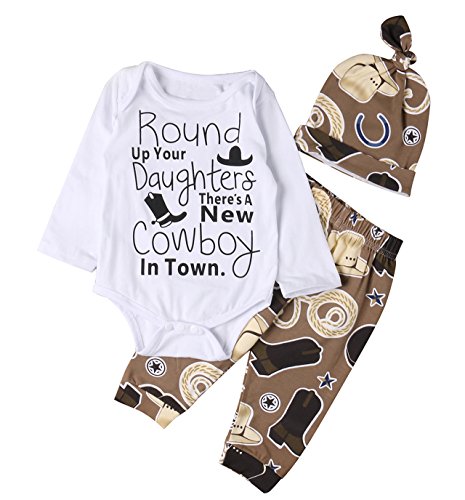 Newborn Baby Boys Funny Bodysuits with Leggings Caps 3pcs Outfit Clothes 0 belly baby and beyond