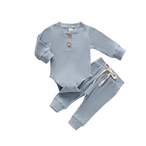Newborn Baby Girl Boy Fall Clothes 3 6 12 18 24 Months Outfits Long Sleeve Knitted Cotton Romper Pants Infant Winter Sets 0 belly baby and beyond