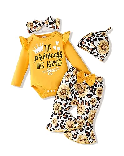 Newborn Baby Girl Clothes Infant Outfits Clothing Ruffle Romper Bell Bottoms Flared Pants Outfit Sets for Baby Girls 0 belly baby and beyond
