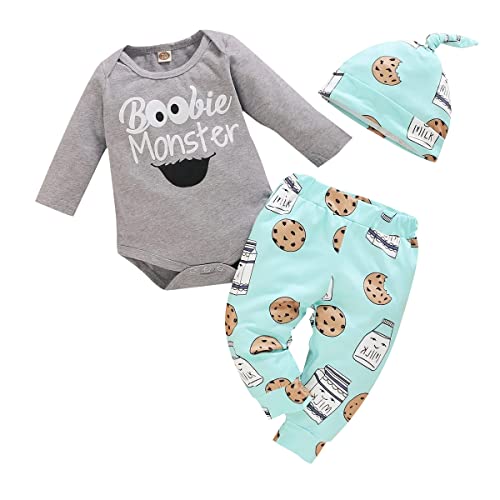 Newborn Infant Baby Clothes Long Sleeve Romper Pants Hat 3PCS Outfits Set 0 3 belly baby and beyond